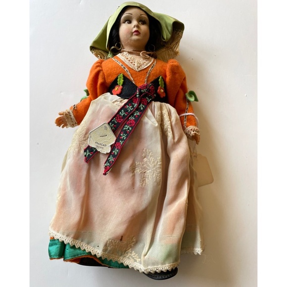 Vintage Doll MAGIS ROMA FELT & CLOTH DOLL 11” TALL with TAG. Italy Frascati - Picture 9 of 9